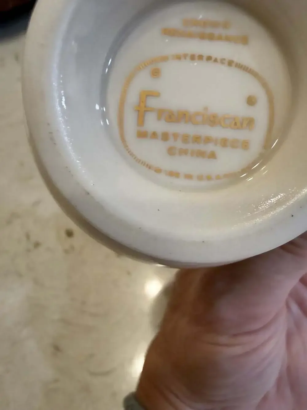 Franciscan Masterpiece China Crown Renaissance Green and Gold Footed Teacup